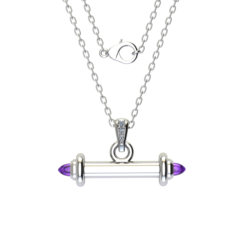 Amethyst and diamond bar pendant