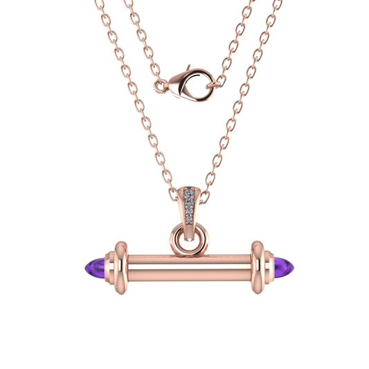 Amethyst and diamond bar pendant