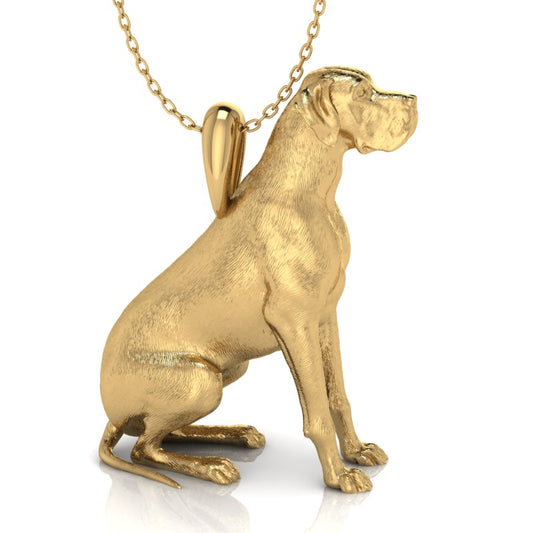 Silver dog pendant necklace with textured fur details on a chain, perfect accessory for dog lovers and jewellery enthusiasts worldwide, also available in solid gold. Made by Chris Simpson Designs in the United Kingdom.