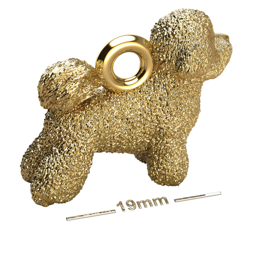 Silver dog pendant necklaces and charms with textured fur details on a chain, perfect accessory for dog lovers and jewellery enthusiasts worldwide, also available in solid gold. Made by Chris Simpson Designs in the United Kingdom.