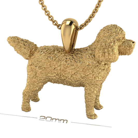 Silver dog pendant necklace with textured fur details on a chain, perfect accessory for dog lovers and jewellery enthusiasts worldwide, also available in solid gold. Made by Chris Simpson Designs in the United Kingdom.