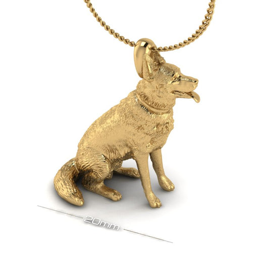 Silver dog pendant necklace with textured fur details on a chain, perfect accessory for dog lovers and jewellery enthusiasts worldwide, also available in solid gold. Made by Chris Simpson Designs in the United Kingdom.