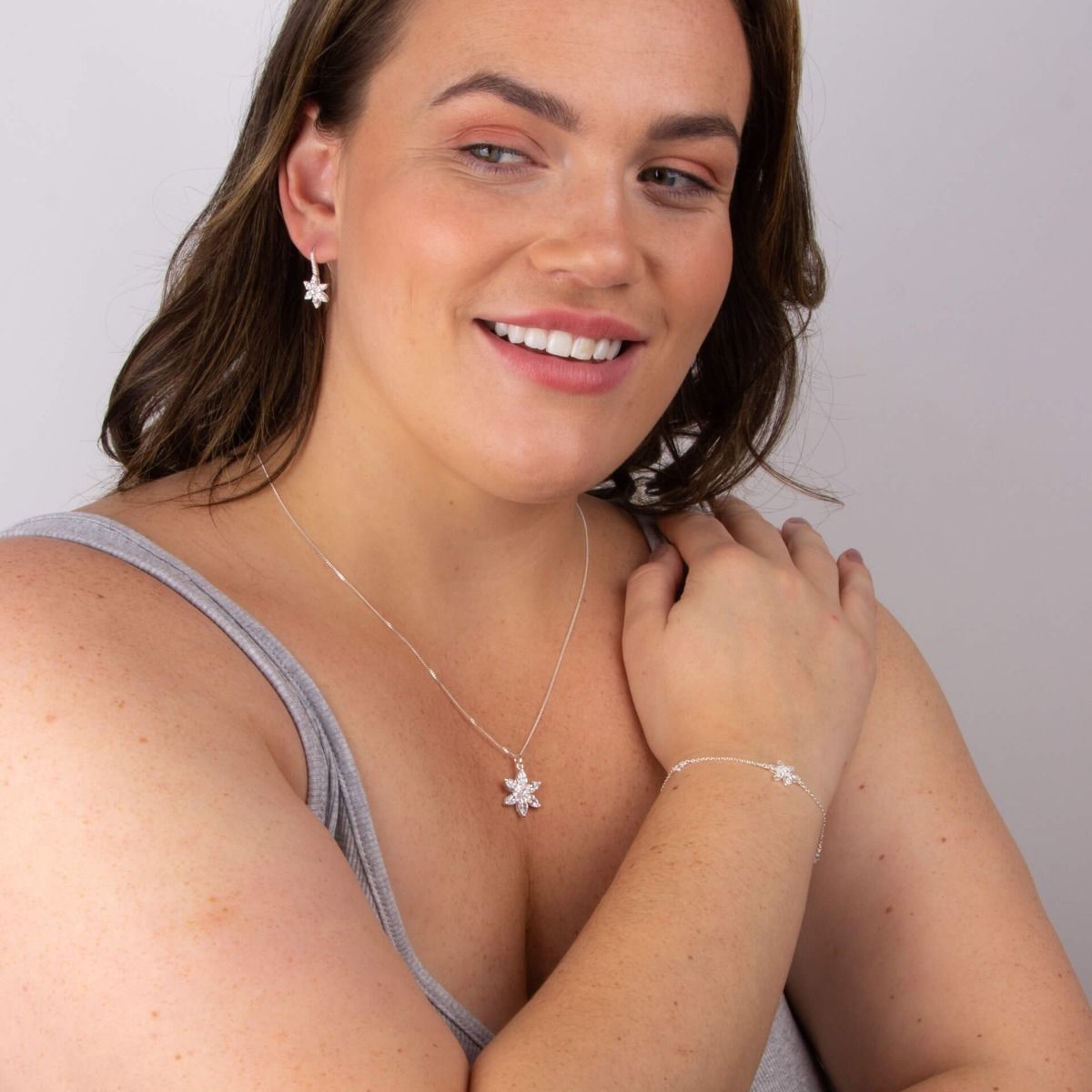 Flower Drop Earrings with Cubic Zirconia