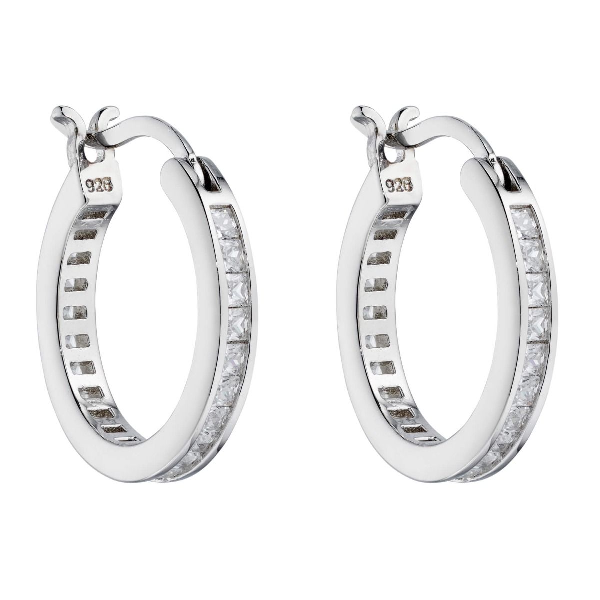 Channel Set Hoop Earrings with Cubic Zirconia