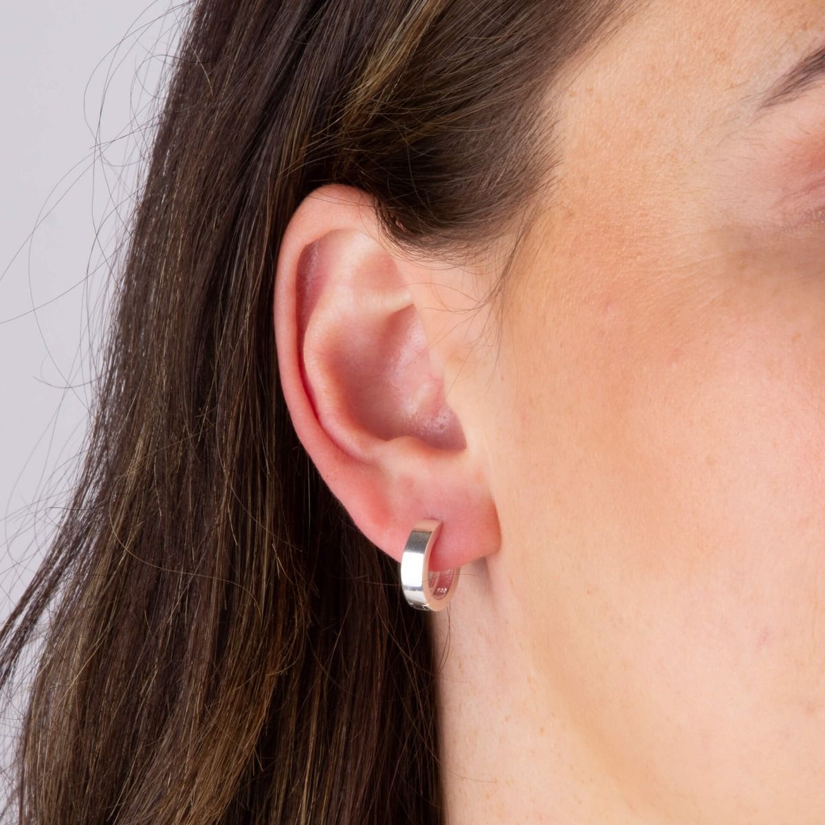 Flat Profile Huggie Hoop Earrings