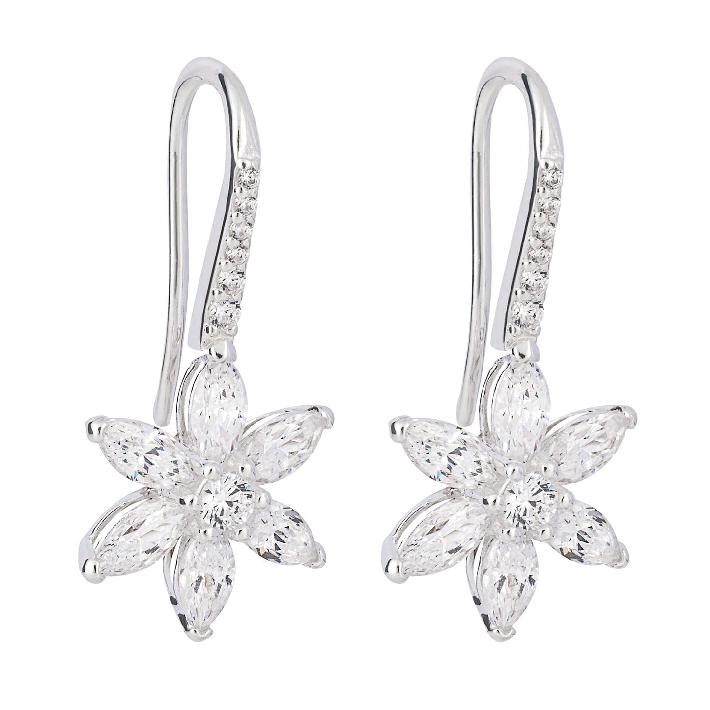 Flower Drop Earrings with Cubic Zirconia