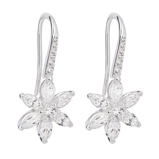 Flower Drop Earrings with Cubic Zirconia