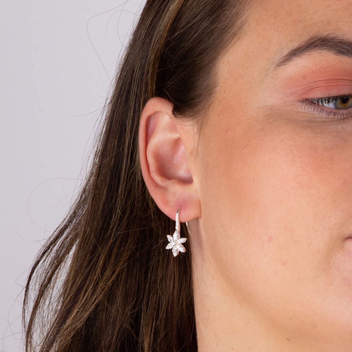Flower Drop Earrings with Cubic Zirconia