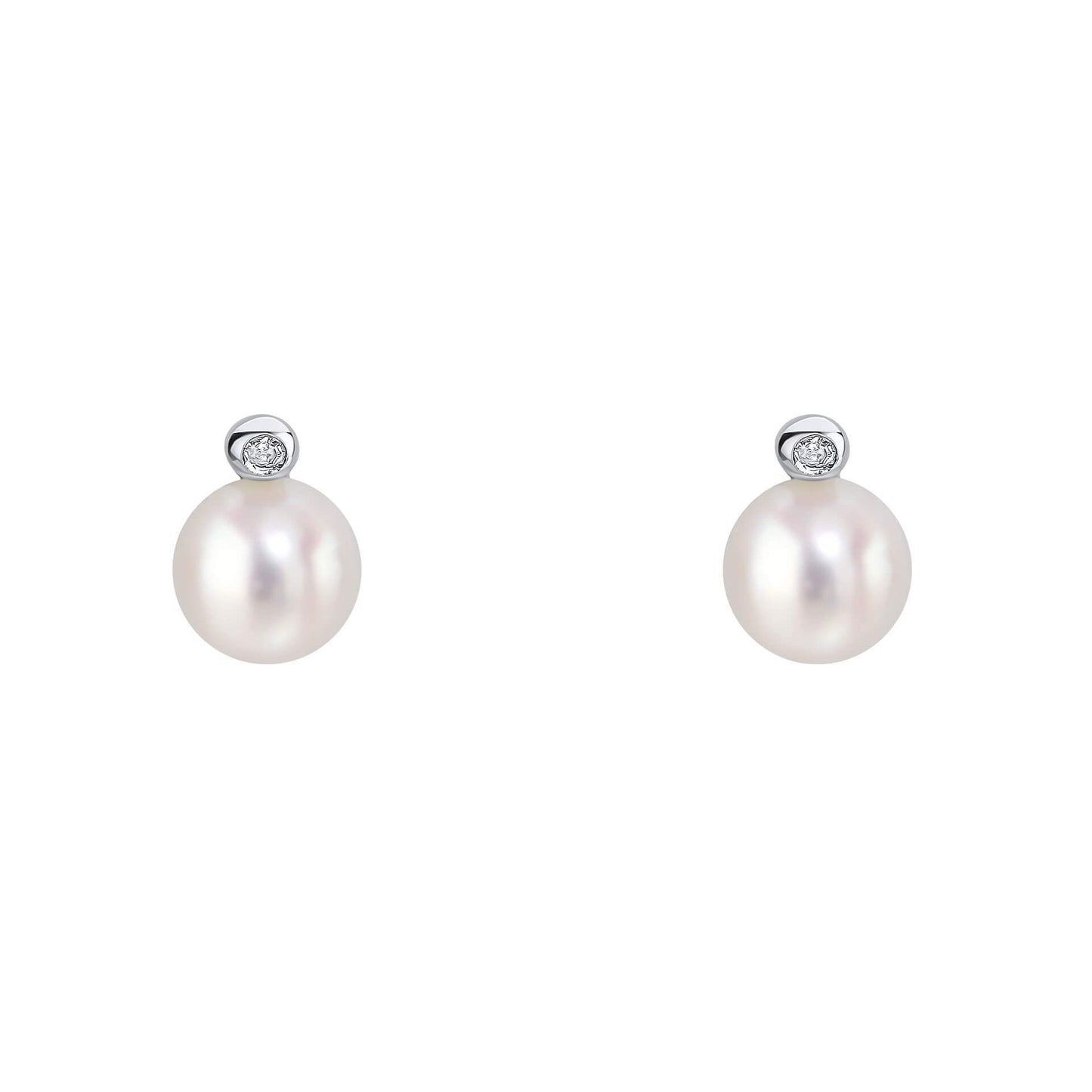 Pearl Stud Earrings with Diamond
