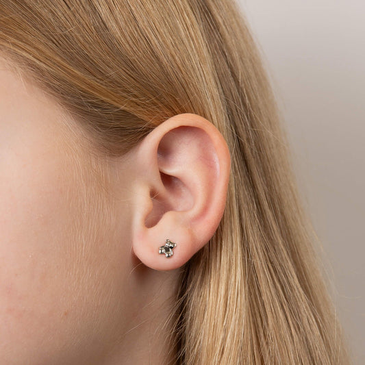 Teddy Bear Stud Earrings with Diamond