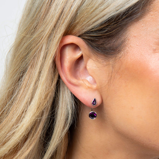 Fiorelli Front and Back Earrings with Pear and Round Crystal Shapes