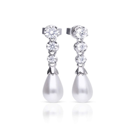 Diamonfire Statement Zirconia Drop Earrings Shell Pearl