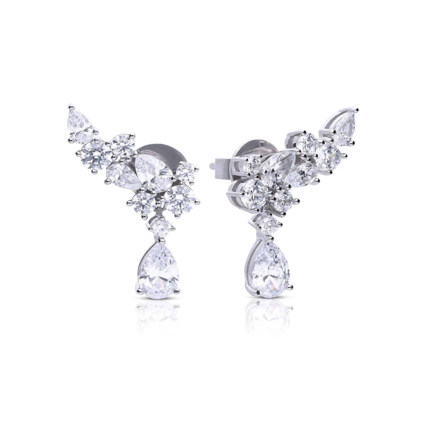 Diamonfire Statement Multi-Cut Zirconia Crawler Earrings with Drop