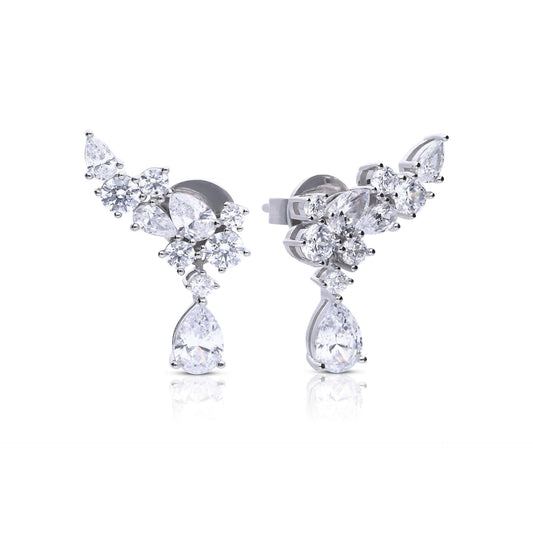 Diamonfire Statement Multi-Cut Zirconia Crawler Earrings with Drop