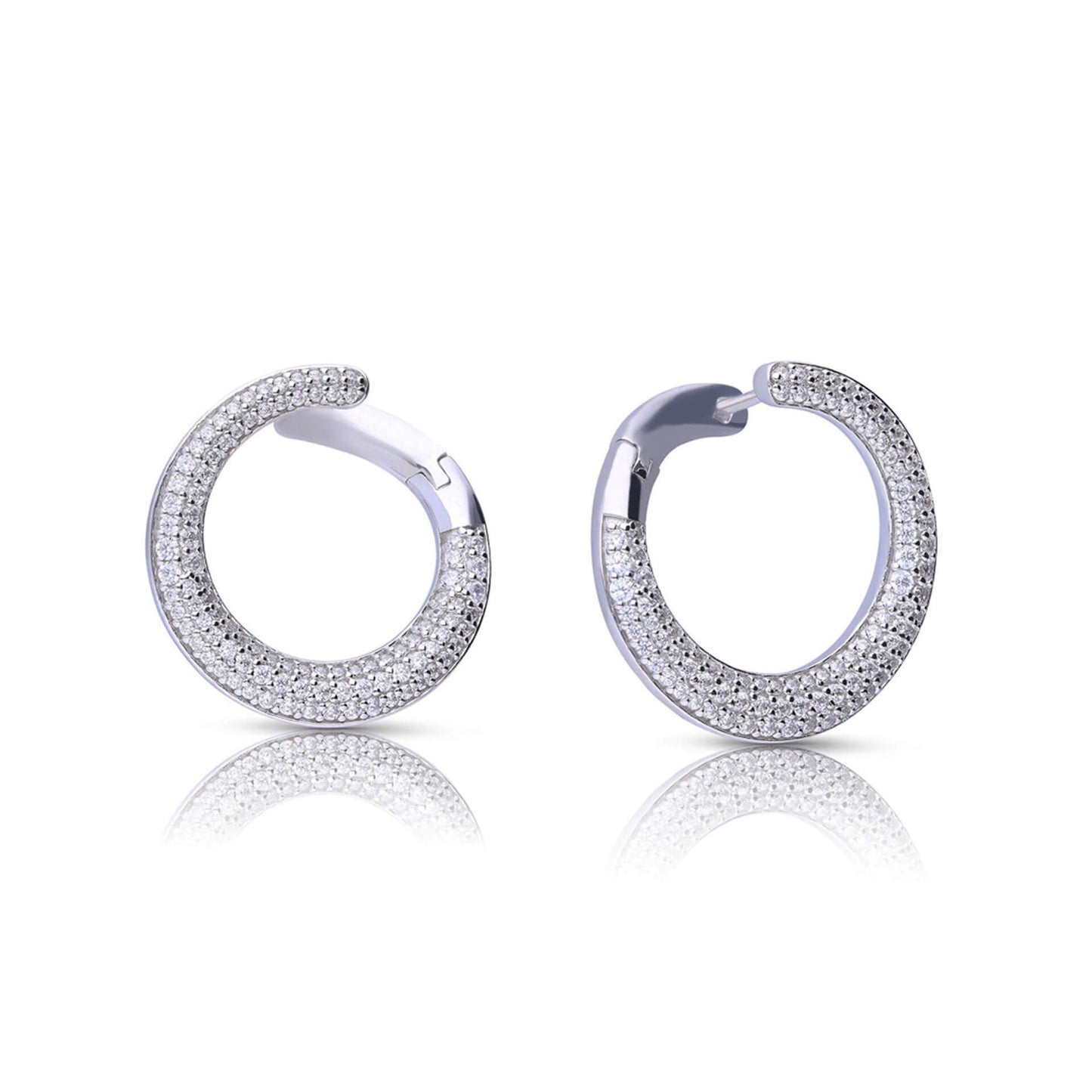 Diamonfire Pave Swirl Open Circle Earrings