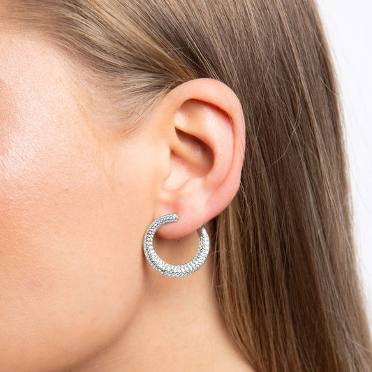 Diamonfire Pave Swirl Open Circle Earrings