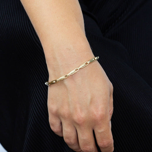 Long Flat Links Bracelet in 9ct Gold