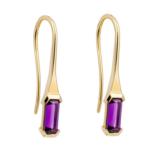 Elongated Semi-Precious Hook Earrings in 9ct Gold
