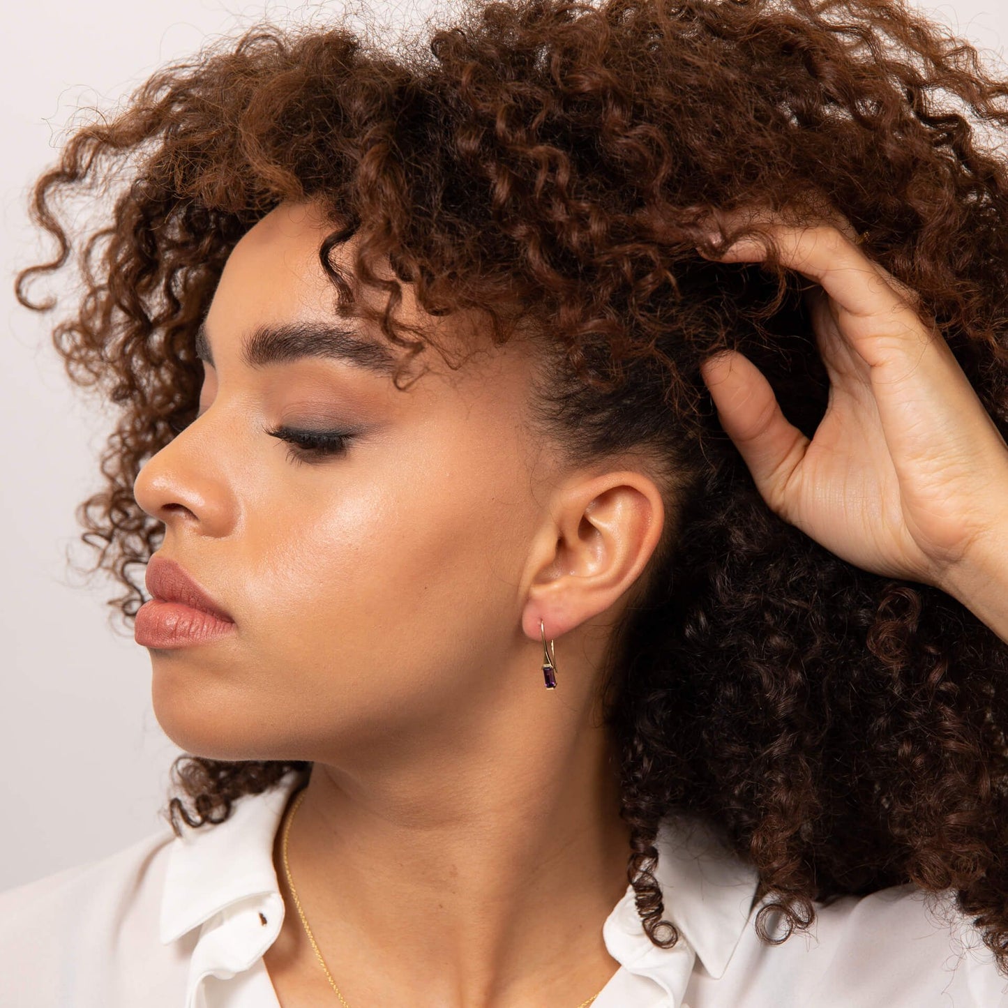 Elongated Semi-Precious Hook Earrings in 9ct Gold