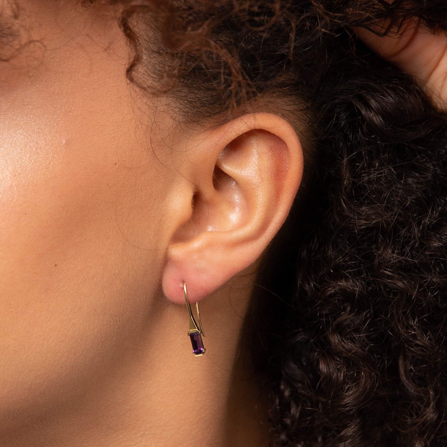 Elongated Semi-Precious Hook Earrings in 9ct Gold