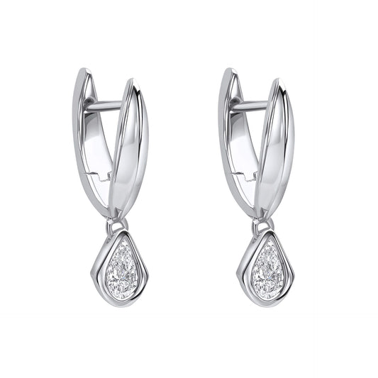 Reflections Pear Cut Knife Edge Hoop Earrings in Recycled 9ct Gold