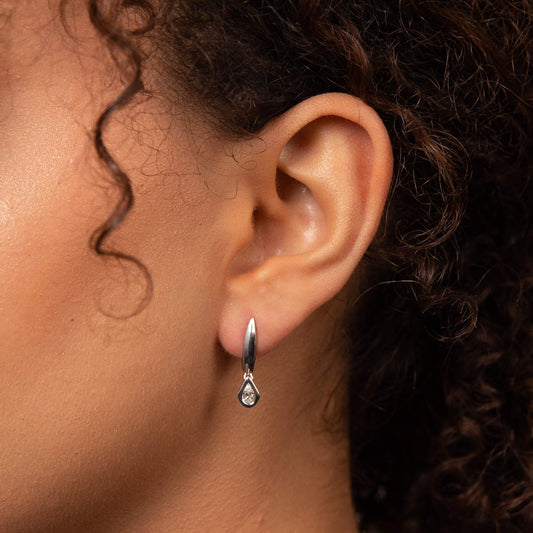 Reflections Pear Cut Knife Edge Hoop Earrings in Recycled 9ct Gold