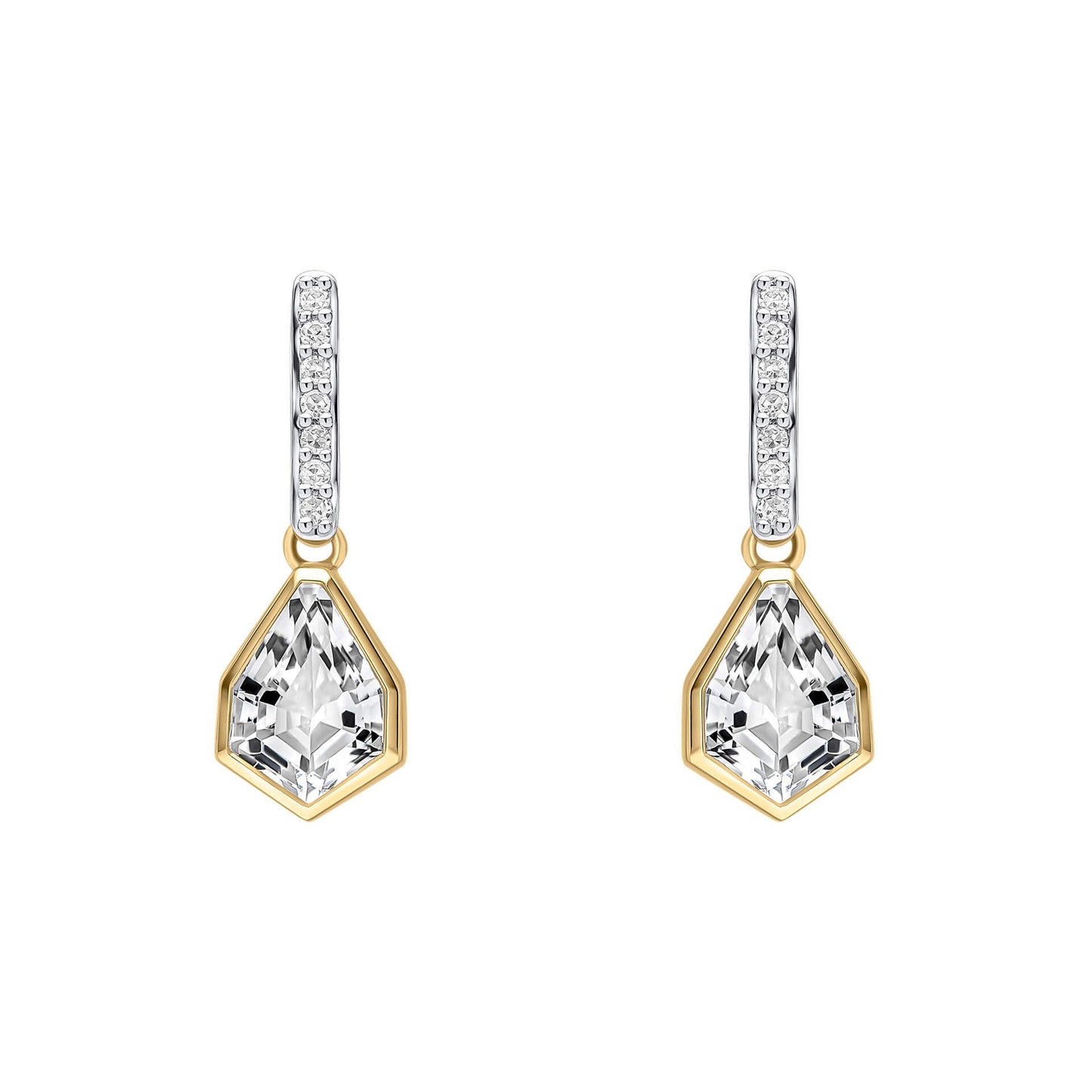 Shield Cut Topaz Drop Earrings in 9ct Gold
