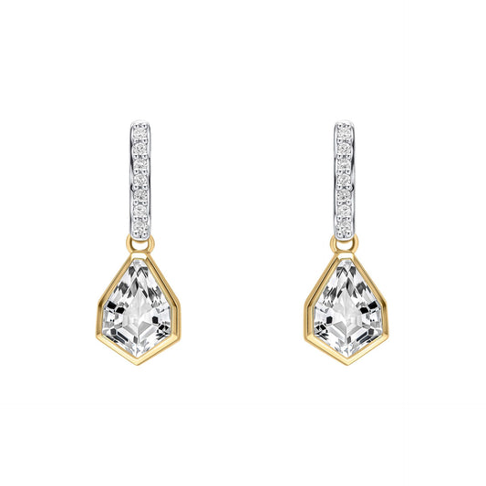 Shield Cut Topaz Drop Earrings in 9ct Gold