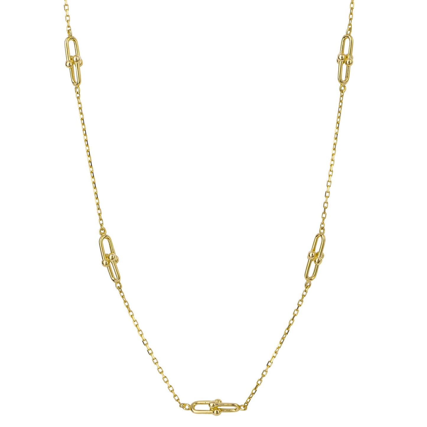 U Shape Link Station Necklace in 9ct Gold