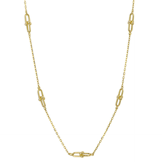 U Shape Link Station Necklace in 9ct Gold
