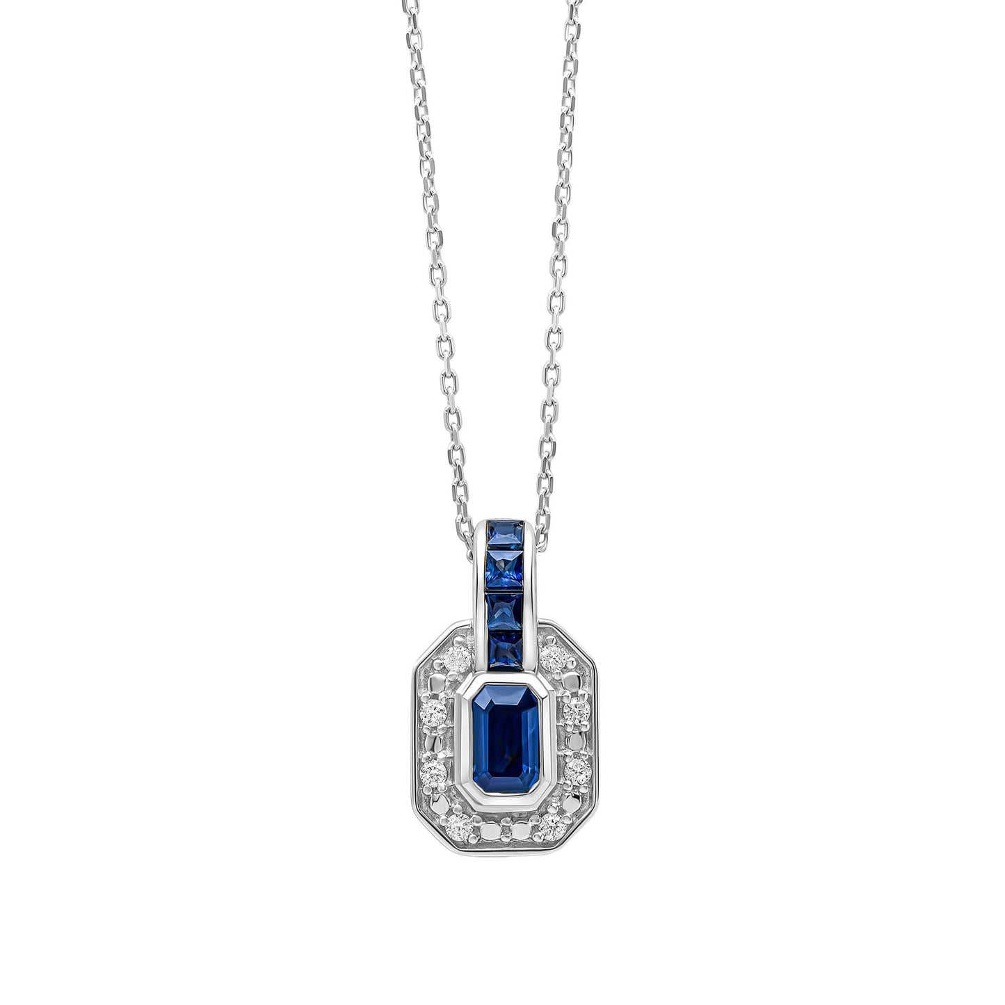 Sapphire Channel and Diamond Necklace in 9ct Gold