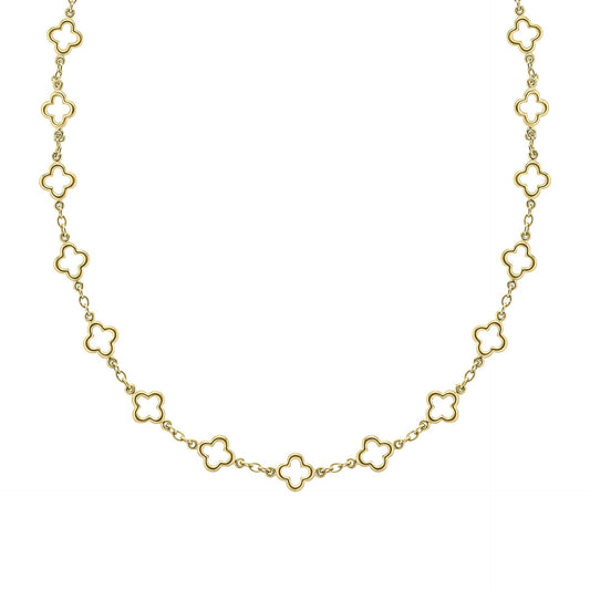 Quatrefoil Station Necklace in 9ct Gold