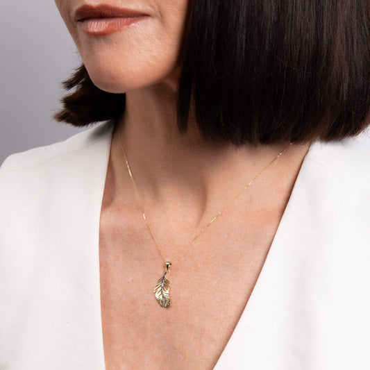 Feather Pendant in 9ct Gold