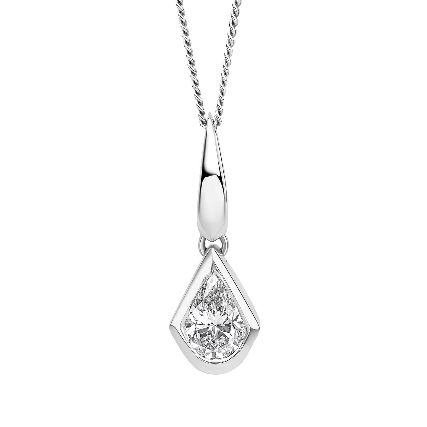 Reflections Pear Cut Knife Edge Pendant in Recycled 9ct Gold