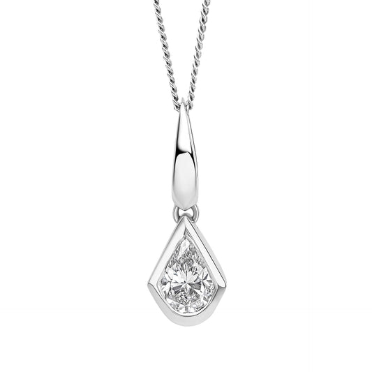 Reflections Pear Cut Knife Edge Pendant in Recycled 9ct Gold