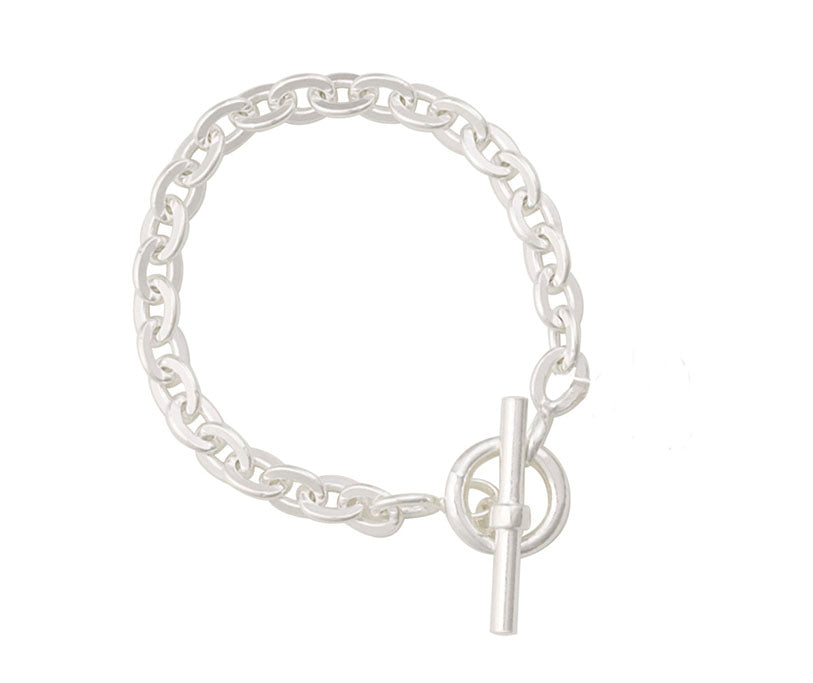 Heavy Silver Toggle Charm Bracelet