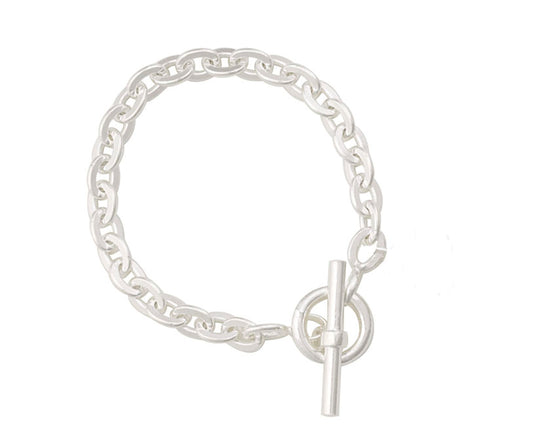 Heavy Silver Toggle Charm Bracelet