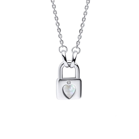 Padlock Heart Necklace with Diamond