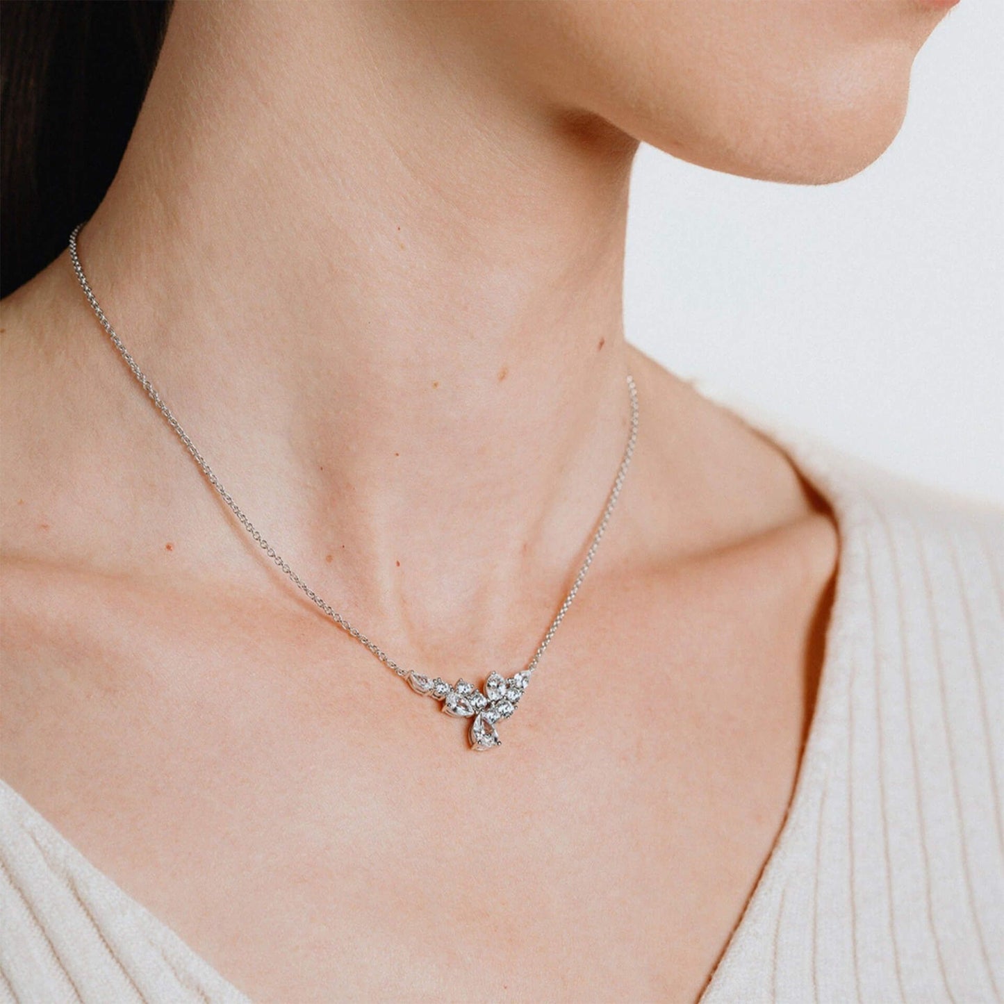 Diamonfire Statement Multi-Cut Zirconia Cluster Necklace
