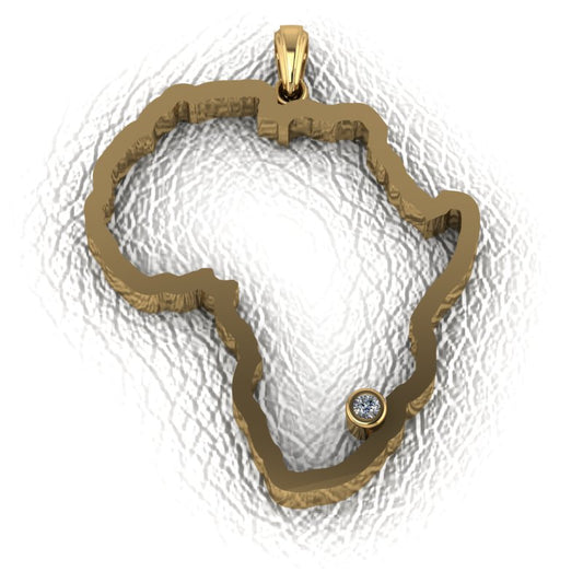 18ct Yellow Gold & Diamond African Map Pendant. image 0