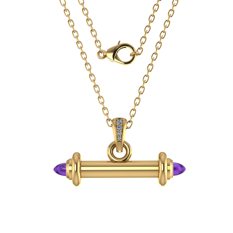 Amethyst and diamond bar pendant