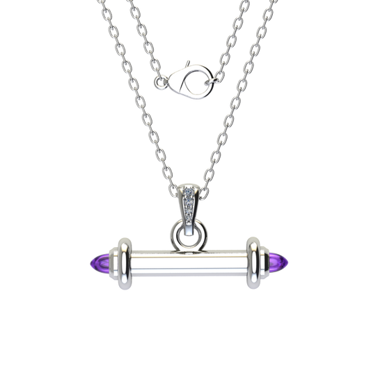 Amethyst and diamond bar pendant