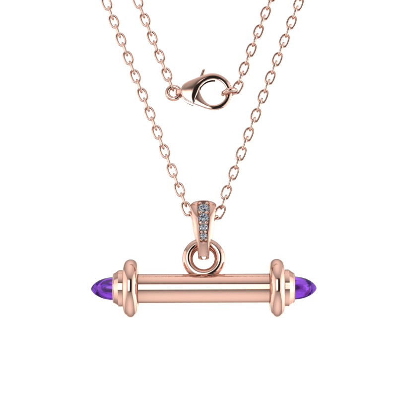 Amethyst and diamond bar pendant