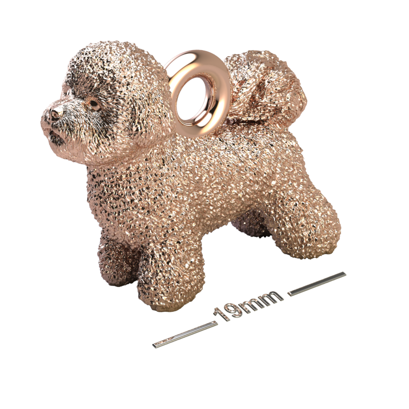 Silver dog pendant necklaces and charms with textured fur details on a chain, perfect accessory for dog lovers and jewellery enthusiasts worldwide, also available in solid gold. Made by Chris Simpson Designs in the United Kingdom.