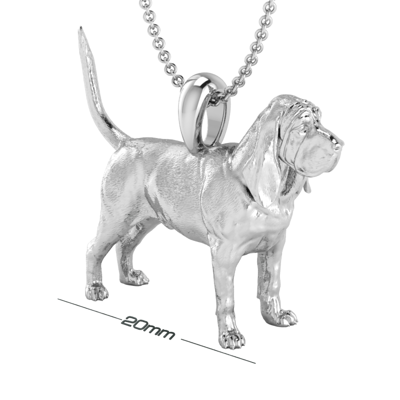 Silver dog pendant necklace with textured fur details on a chain, perfect accessory for dog lovers and jewellery enthusiasts worldwide, also available in solid gold. Made by Chris Simpson Designs in the United Kingdom.
