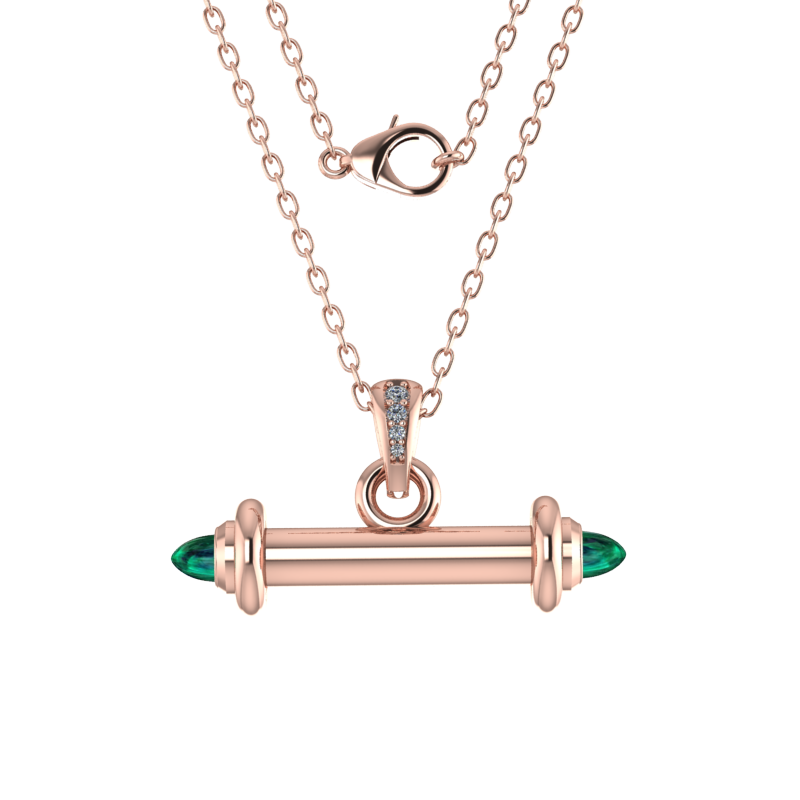 Emerald and diamond bar pendant