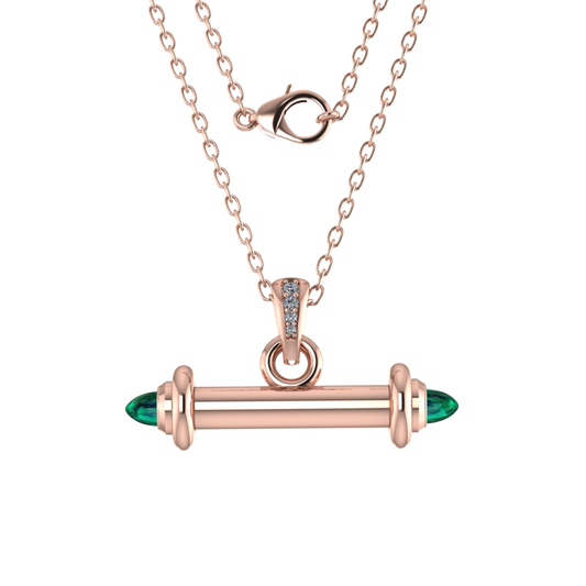 Emerald and diamond bar pendant