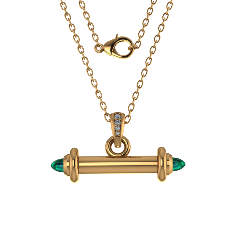 Emerald and diamond bar pendant