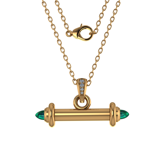 Emerald and diamond bar pendant