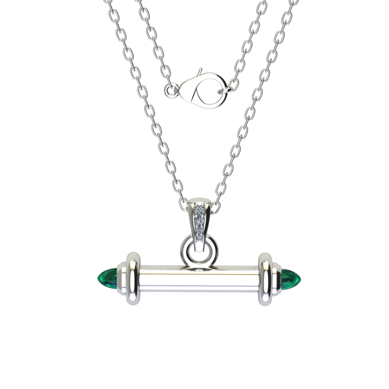 Emerald and diamond bar pendant